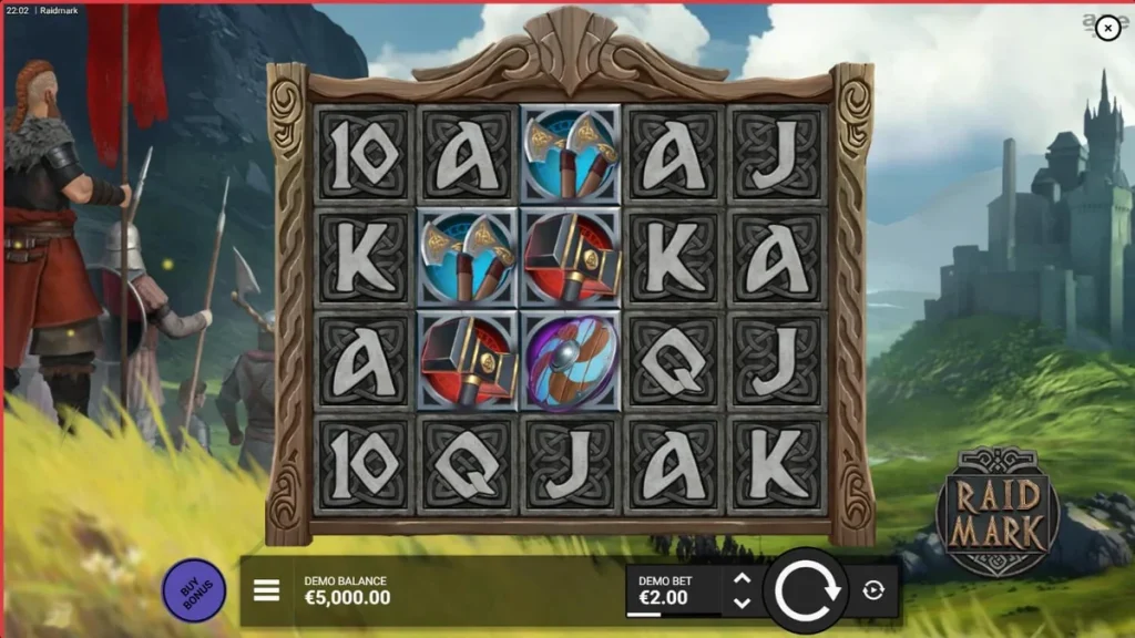 Raidmark slot game Viking theme interface