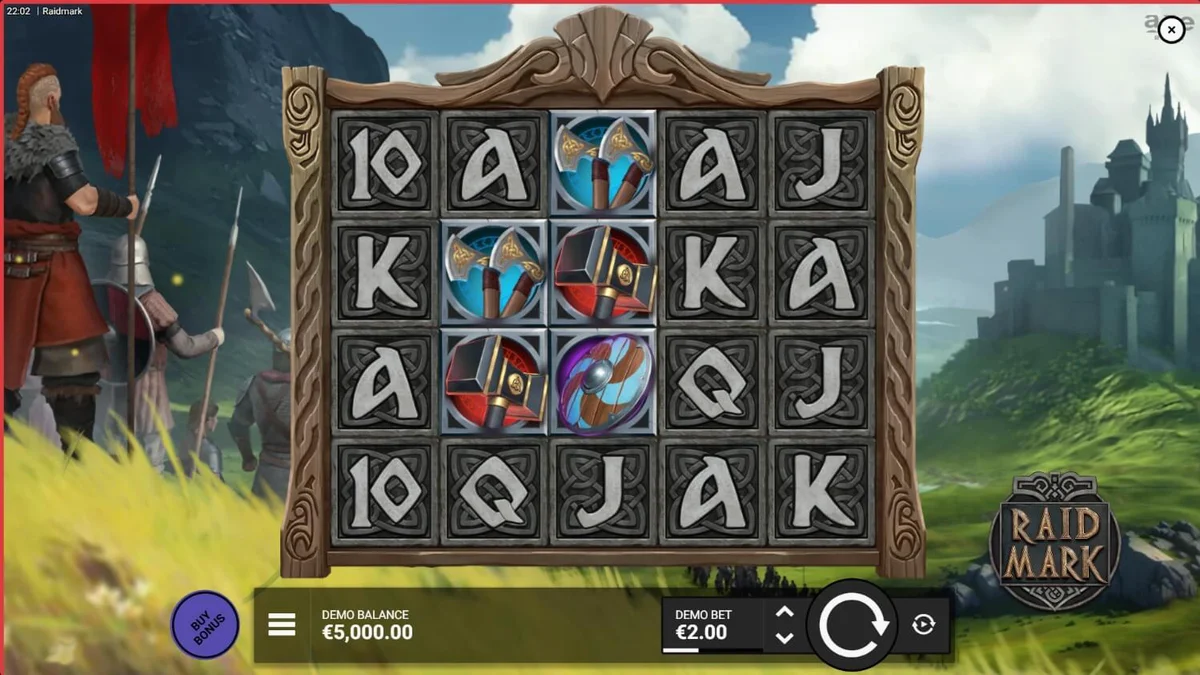 Raidmark slot game Viking theme interface